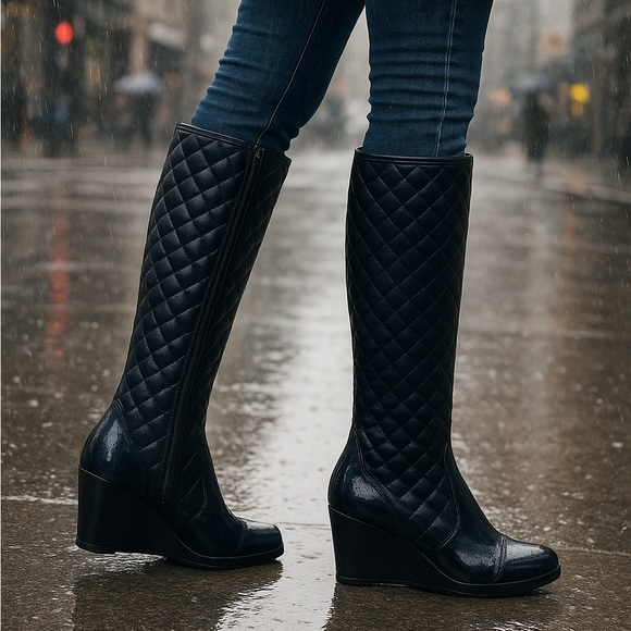 Platform Quilted Boots - Picture 1 of 7